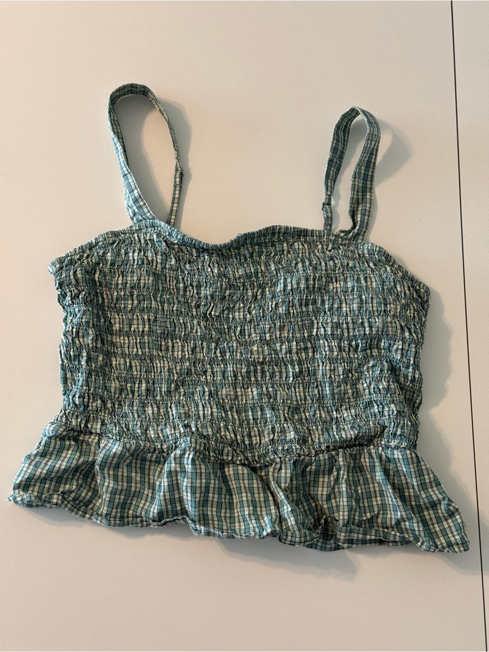 Smocked Peplum Tank Top - Green